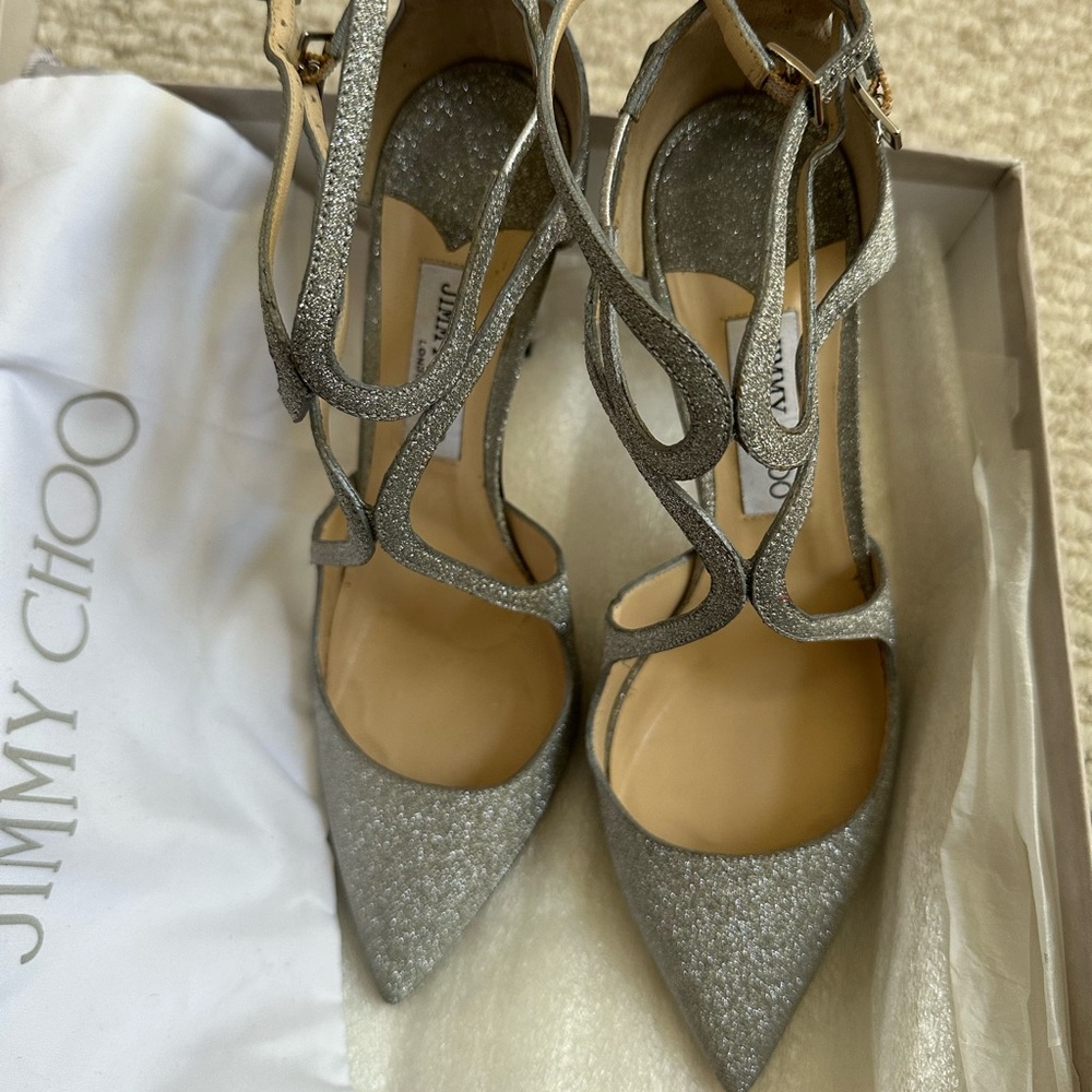 Jimmy Choo Glittering Silver Heels